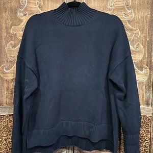 Everlane, Navy Blue Knit Mock Turtleneck Sweater